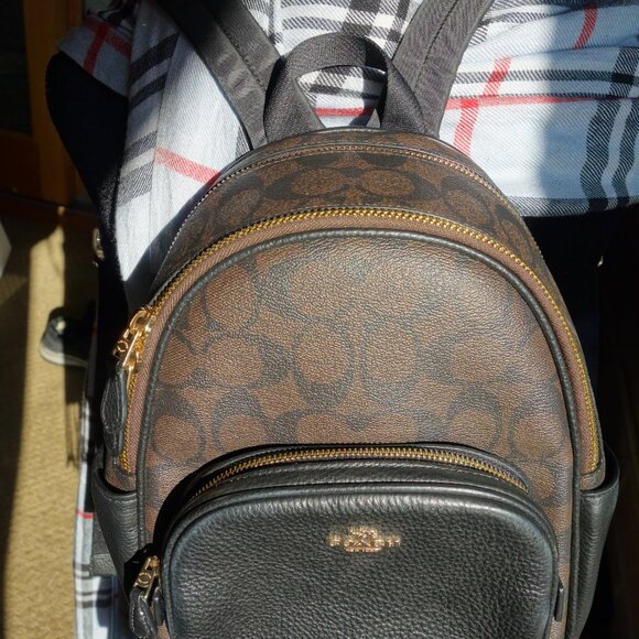 COACH mini Court signature canvas backpack brown and black C8604 EUC - Picture 3 of 13